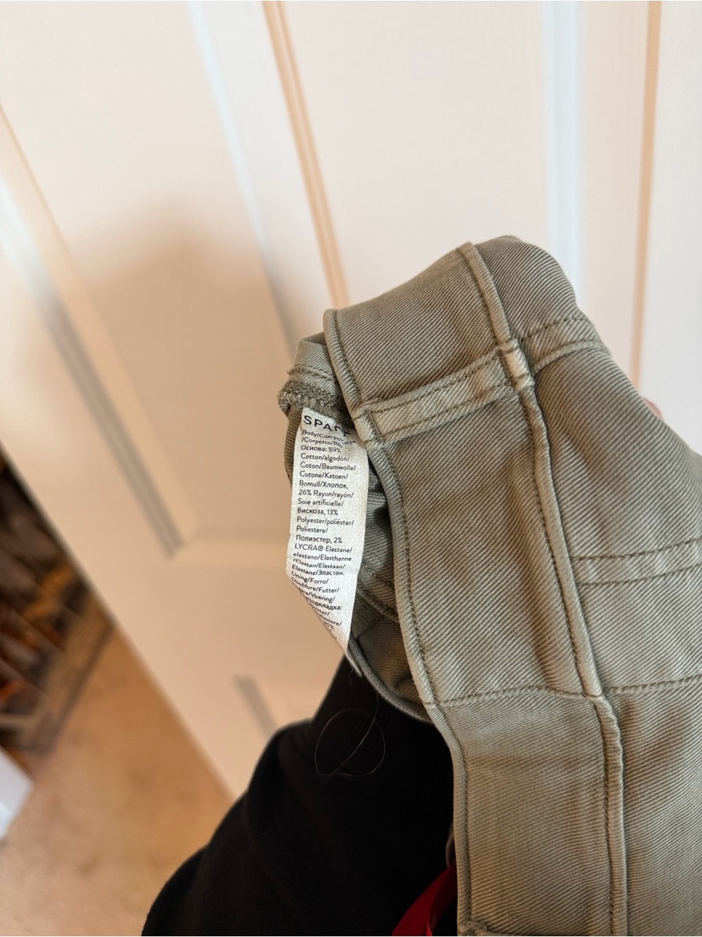 SPANX Stretch Twill Straight Leg Pants L Olive Oil Utility High Rise - Picture 5 of 5